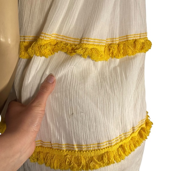 Mer St Barth Sandrine Dress White With Yellow Fringe Women’s Size Small - Picture 4 of 6